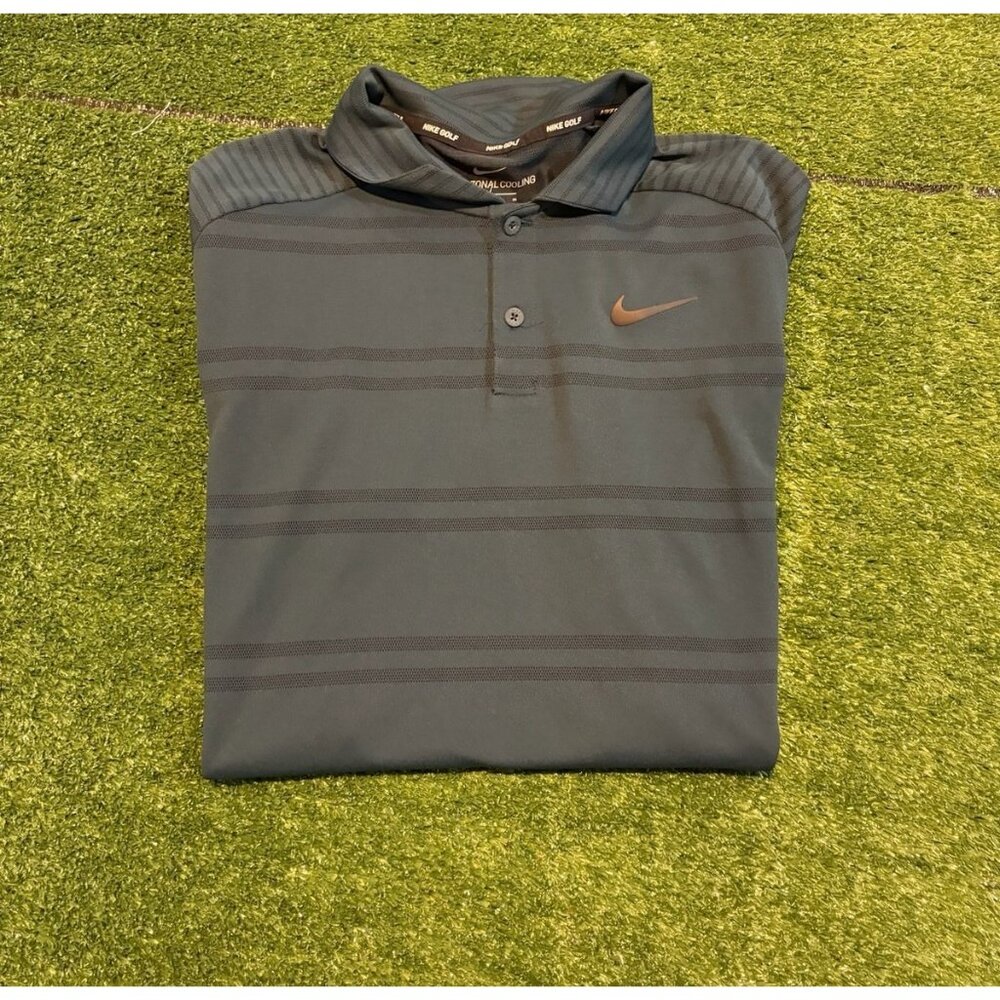 Nike polo mens medium green zonal cooling tiger woods lighweight breathable 18